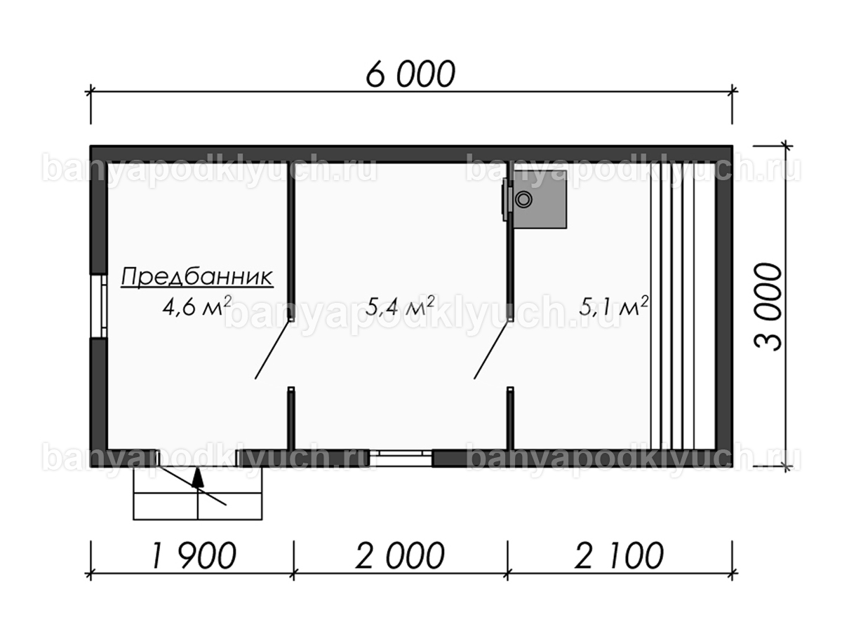 Баня из бруса 6x3 м Баня из бруса 6x3 м