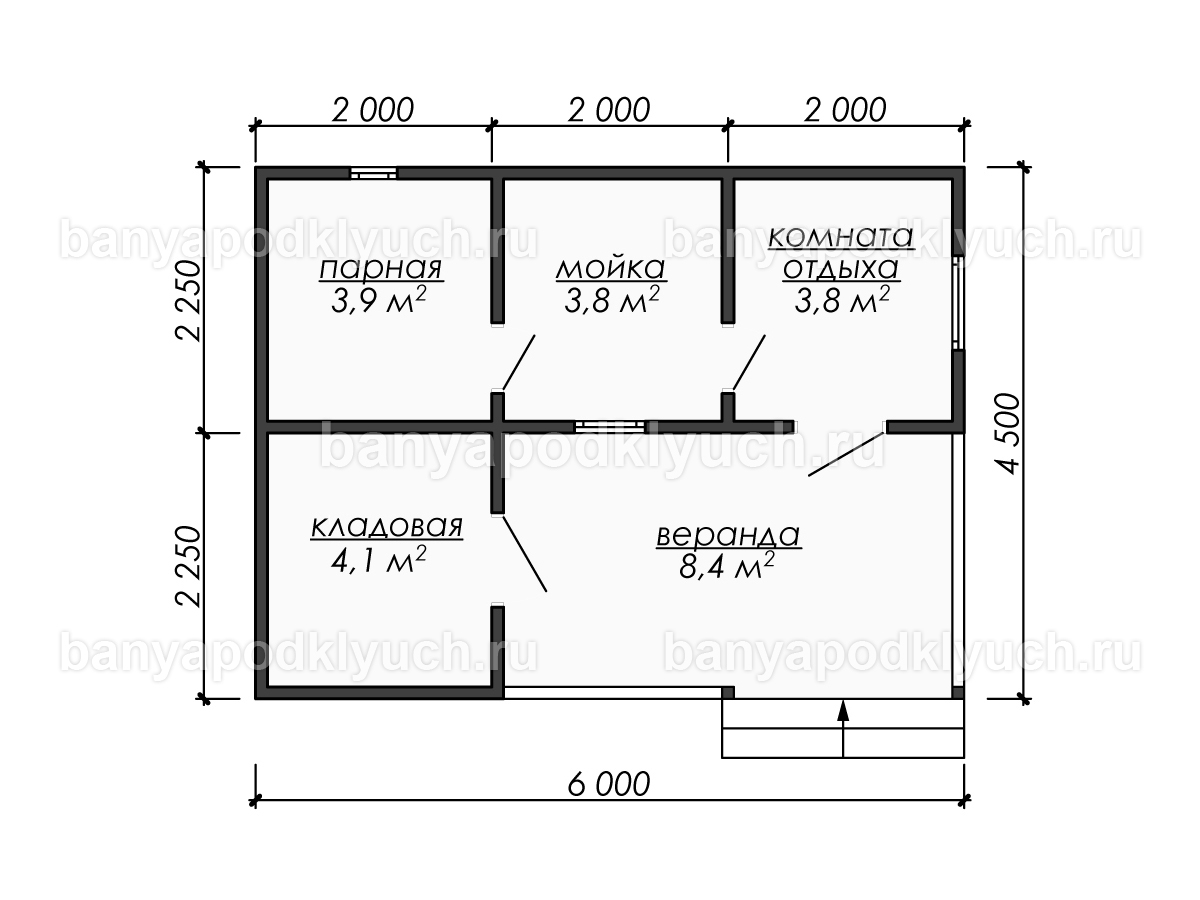 Баня из бруса 6x4,5 м Баня из бруса 6x4,5 м